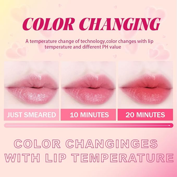 BINGBRUSH Color Changing Lipstick Set, PH Mood Peach Lip Balm and Gloss, Long Lasting Tinted Lip Stain (01# Sunshine Blush, 1 Count (Pack of 1))