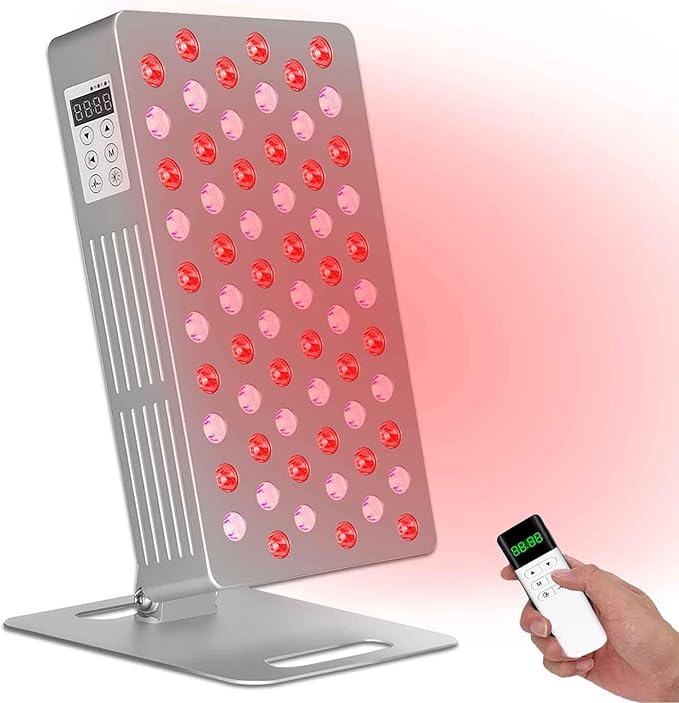 Red Light Therapy for Face and Body - Infrared Red Light Therapy Panel with Stand, 5 Wavelength - 63 LED 660nm Red Light & 850nm Near Infrared Light Therapy Lamp at-Home Device