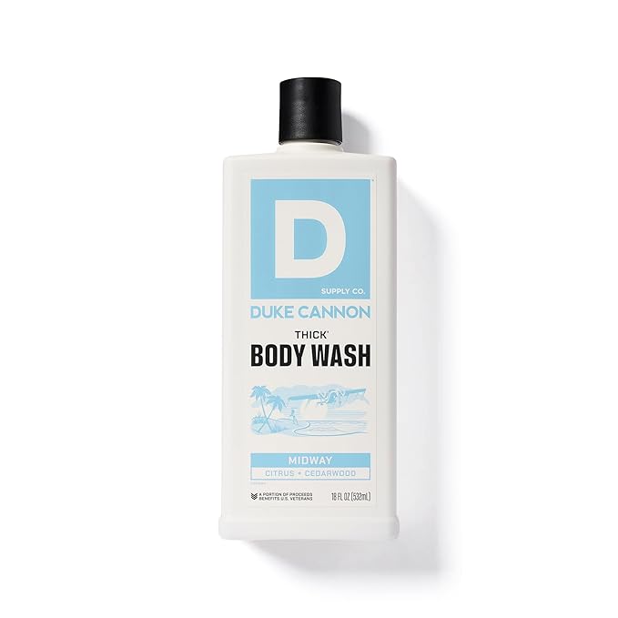 Duke Cannon Supply Co. Thick High Viscosity Body Wash – 3X Thicker, Cleansing Shower and Bath Gel, Mineral-Enriched for Men – Shower Gel – Men’s Body Scrub – Midway (18 oz)