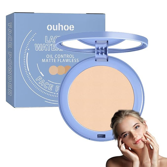 Face Powder, Lasting Waterproof Face Powder Ouhoe, Matte Smooth Flawless Foundation, Lightweight Setting Powders Foundation, Oil Control Face Pressed Finishing Powders (#01 Classic Ivory, 0.3oz)