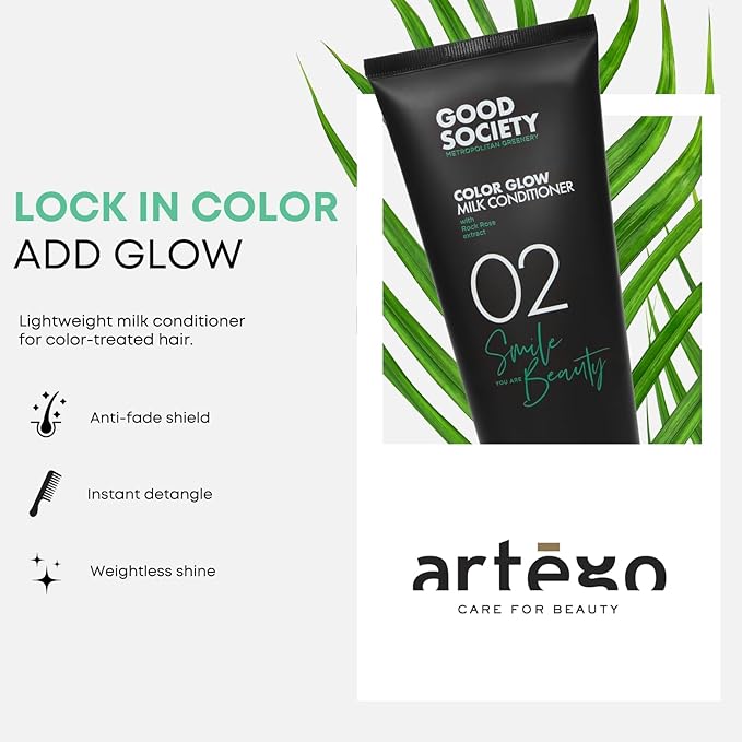Artègo Good Society Color Glow Milk Conditioner (6.7 fl oz) – Lightweight Detangling Conditioner for Color-Treated Hair