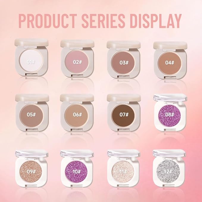 Pearlescent mini Eyeshadow Highly Pigmented Blend Matte & Shimmer EyeShadow,Cream Moisturizing Waterproof&Long Lasting Eye Makeup Natural Luminous Makeup Look (B06, 1 Count (Pack of 1))