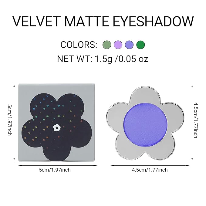 Erinde Periwinkle Blue Matte Eyeshadow Palette, Velvet Eye Shadow Compact Powder Primer Base Makeup, Long-Lasting Eye Makeup, Ultra-Blendable, Pigmented Color, Vegan Formula, 115 Periwinkle Blue
