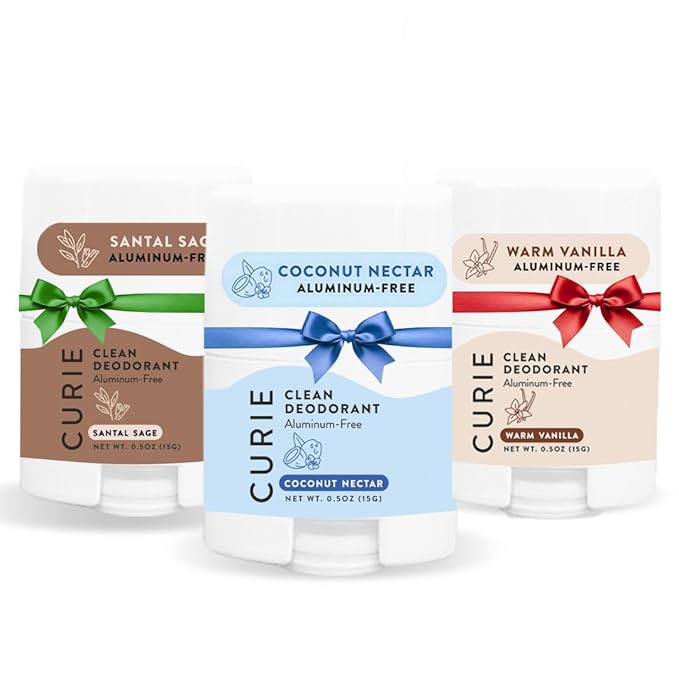 Curie Natural Deodorant Aluminum Free- Variety Pack Travel Size Deodorant for Women - Non Toxic, Paraben Free, Clean, Vegan (3 Pack)