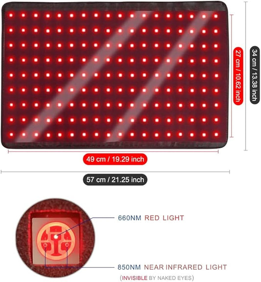 LOVTRAVEL 660nm LED Red Light Therapy for Body and 850nm Near Infrared Light Therapy Devices 21''x13'' Large Pads Belt Wearable Wrap for Leg Thigh Knee Belly Back Waist Pain Relief