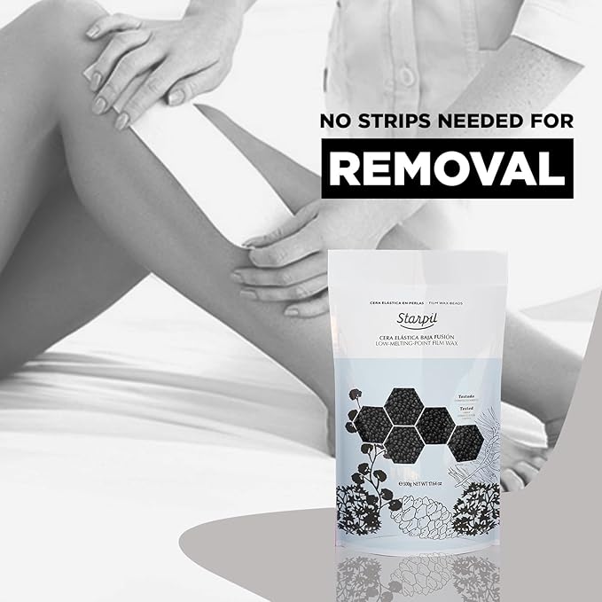 Starpil Wax 500g / 1.1 lb Bag Black Hard Wax Beads for Hair Removal, Stripless Wax Polymer Blend, Low Temperature Film Wax Beans for Face, Body, Bikini, Brazilian, Legs, Underarm, Back, Chest.