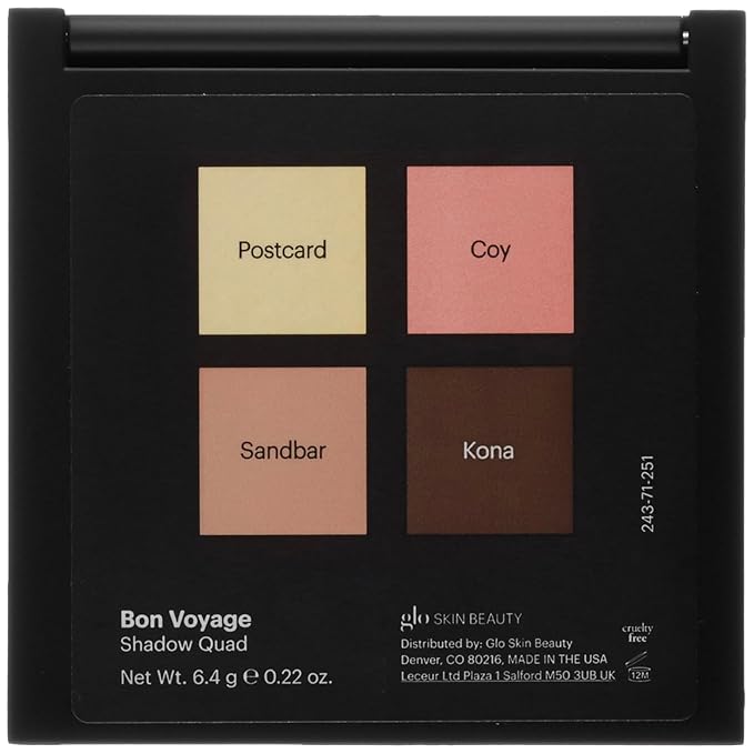 Glo Skin Beauty Eye Shadow Quad | Four Expertly Matched Shades for A Custom Eye Statement, (Bon Voyage)