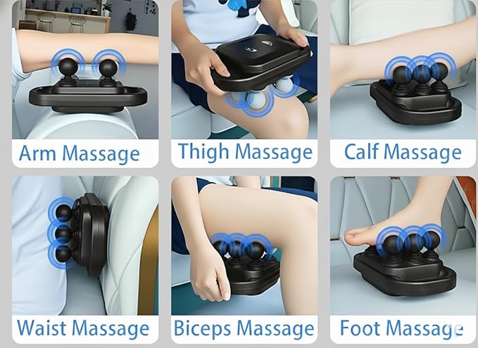 Belovedone 6-Head Massage Gun Set Deep Tissue Percussion Massager with 9 Modes & 20 Intensities, Muscle Massager Pain Relief, Percussion Massage Gun for Back/Shoulders/Legs/Foot/Waists (Black)