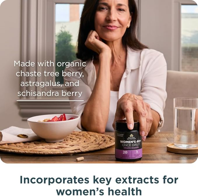 Ancient Nutrition Multivitamin for Women, Ancient Multi Women's 40+ Once Daily Vitamin Supplement, Vitamin B, Vitamin C and Vitamin K2, Folate and Iron Supplement, Supports Bone Health, 30ct