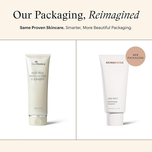 SkinMedica AHA/BHA Exfoliating Face Wash (NEW PACKAGING),Gentle Facial Exfoliating Scrub with Jojoba Oil for Smoother, Radiant Skin - Helps Improve the Appearance of Skin Tone & Texture (6 Fl Oz)
