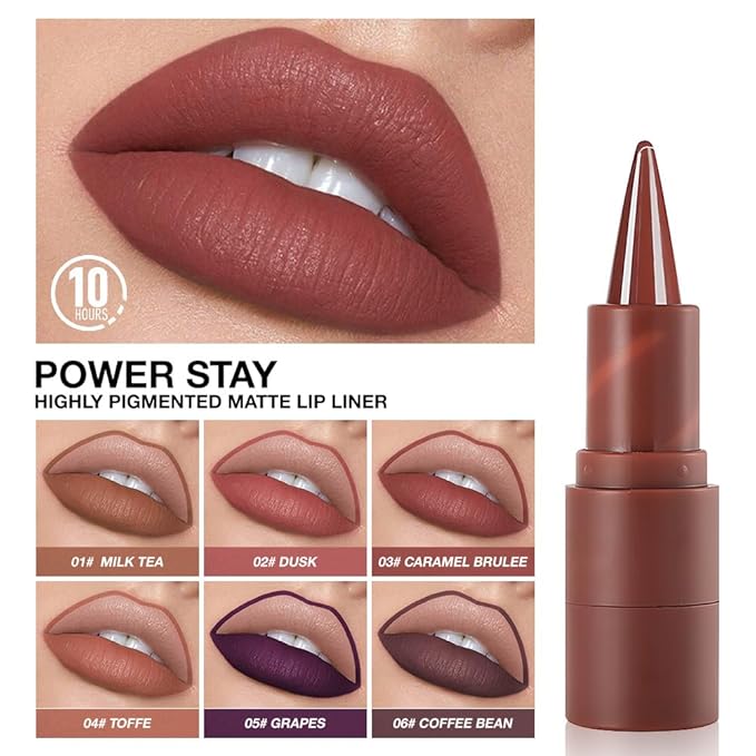 AMY'S DIARY Matte Crayon Lip Liner Lipstick Makeup, Precision Tip Matte Lip Crayon, Longwear Up To 24Hrs,Matt Lip Liner Make Up Smudge-Proof Lip Contour Waterproof for Women (Caramel Brulee, Regular)