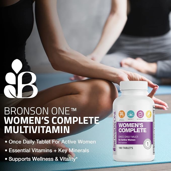 Bronson ONE Daily Women’s Complete Multivitamin Multimineral Once-Daily Multi for Active Women, 180 Tablets