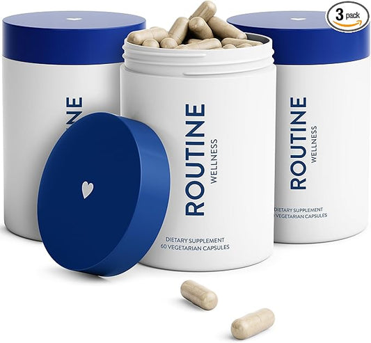 Routine Wellness Hair Growth Supplement - Clinically Tested for Thicker, Fuller Hair - Reduces Wrinkles, Fine Lines - Gluten Free, Ideal for Women & Men with Thinning Hair - 3 Bottles, 90 Day Supply