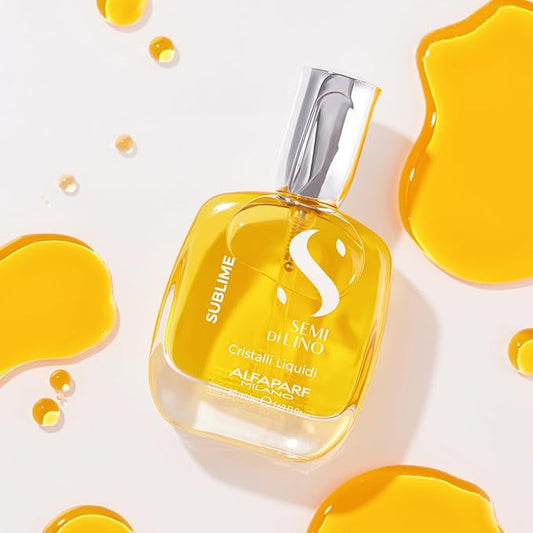 Alfaparf Milano Semi di Lino Sublime Cristalli Liquidi Hair Oil Serum with Thermal Protection - Anti Frizz Hair Serum & Smoothing Heat Protectant Spray with Vitamin E for Frizzy Hair (1.01 oz / 30 ml)