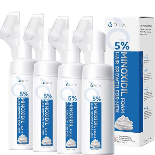 5% Minoxidil Foam for Men Hair and Beard Regrowth, Dermatologist-Recommended Lightweight Topical Solution, Thicker Fuller Hair Growth Treatment (60ml/2.11fl.oz), 4PCS