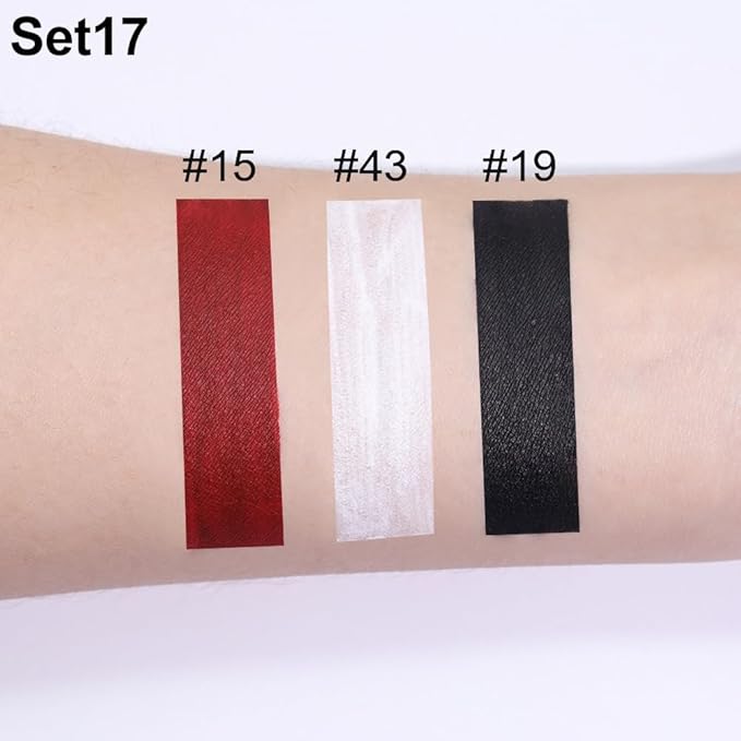 evpct 3Pcs Dark Black White Red Matte Liquid Lipstick Lip Stain Sets for Women Matte+Lipstick Long Lasting Permanent 24 hr Hours Magic Lipstick 24 Hours original Waterproof 17#