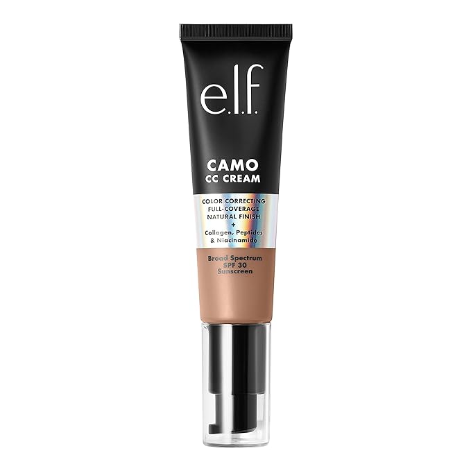 e.l.f. Camo CC Cream, SPF 30 Color-Correcting Medium-To-Full Coverage Face Foundation, Delivers An Airbrushed Finish, Vegan & Cruelty-Free, Tan 415 C