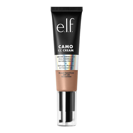 e.l.f. Camo CC Cream, SPF 30 Color-Correcting Medium-To-Full Coverage Face Foundation, Delivers An Airbrushed Finish, Vegan & Cruelty-Free, Tan 415 C