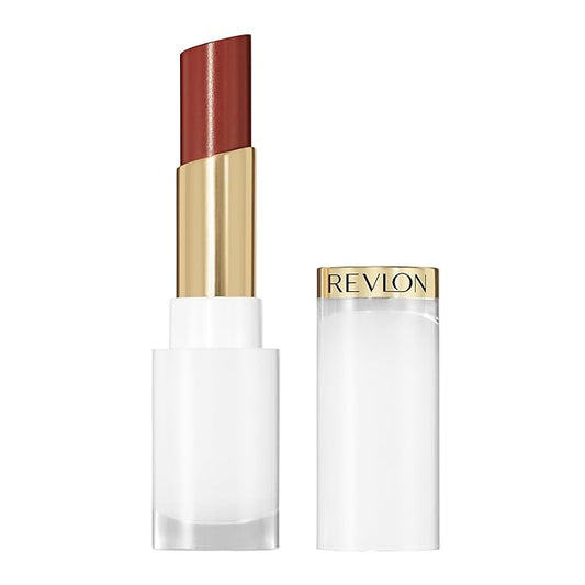 REVLON Super Lustrous Glass Shine Balm, Hydrating Tinted Lipstick, Sheer, Glossy Shiny Finish, 010 Spiced Wine, 0.11 oz