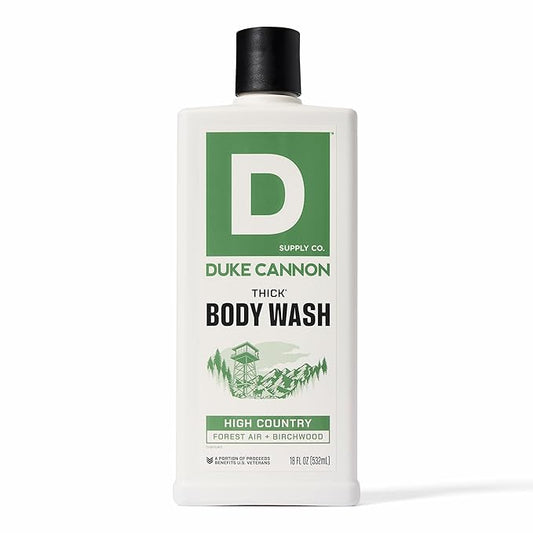 Duke Cannon Supply Co. Mens THICK Body Wash - Free of Sulfate, Paraben, & Phthalates Leaving Skin Soft and Hydrated - High Viscosity Odor Protection - Long Lasting Freshness - High Country (18oz)