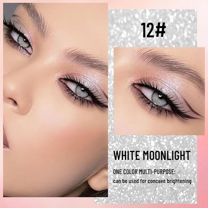 Pearlescent mini Eyeshadow Highly Pigmented Blend Matte & Shimmer EyeShadow,Cream Moisturizing Waterproof&Long Lasting Eye Makeup Natural Luminous Makeup Look (B12, 1 Count (Pack of 1))