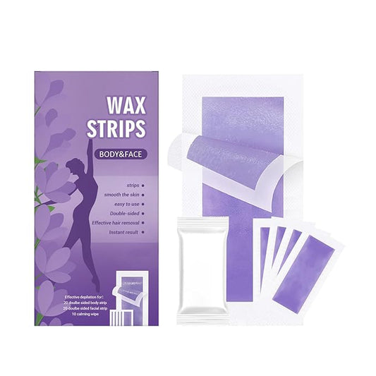 Wax Strips for Hair Removal – 50Count with Soothing Wipes – No Heat Waxing Kit for Women & Men, Face & Body, Bikini, Legs, Underarms – Travel-Friendly & Gentle on Skin