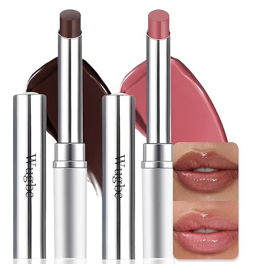 Honey Tinted Lip Balm 2 Colors, Hydrating Sheer Formula Black Pink Lipstick, High Shine Lip Tint Makeup Soften Lip Care Balm Combo for Repairing Dry Lips Lightweight Natural Glossy Finish