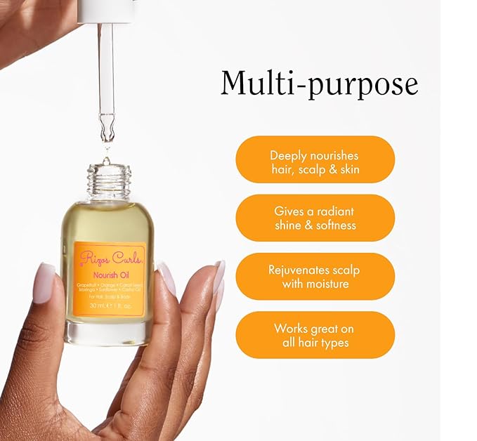 Rizos Curls Nourish Oil – Strength & Frizz Control - Improve Split Ends & Repair Dry Brittle Hair – Smooths & Hydrates All Hair Types Straight, Wavy, Curly 1a–4c – Non-Greasy, Sulfate & Paraben Free