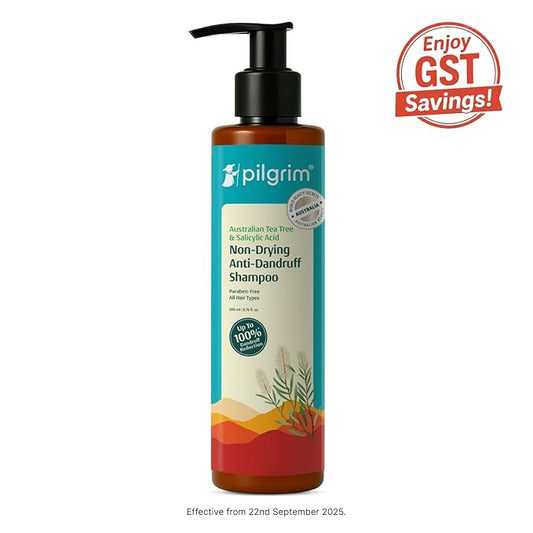 Pilgrim Anti-Dandruff Shampoo with Australian Tea Tree & Salicylic Acid | Non-Drying Itchy Scalp Treatment | Reduces Visible Flakes | Suitable for All Hair Types | 6.76 Fl Oz (200ml)