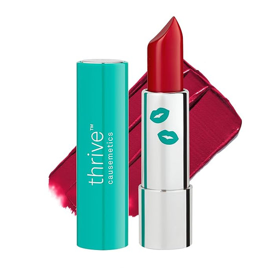 Thrive Causemetics Impact-FULL Smoothing Lipstick, Moisturizing Lip Makeup Essential with Vitamin E, Lightweight Creamy Lipstick for Women, Long Lasting, Vegan, Shade Jessica (Raspberry Red)