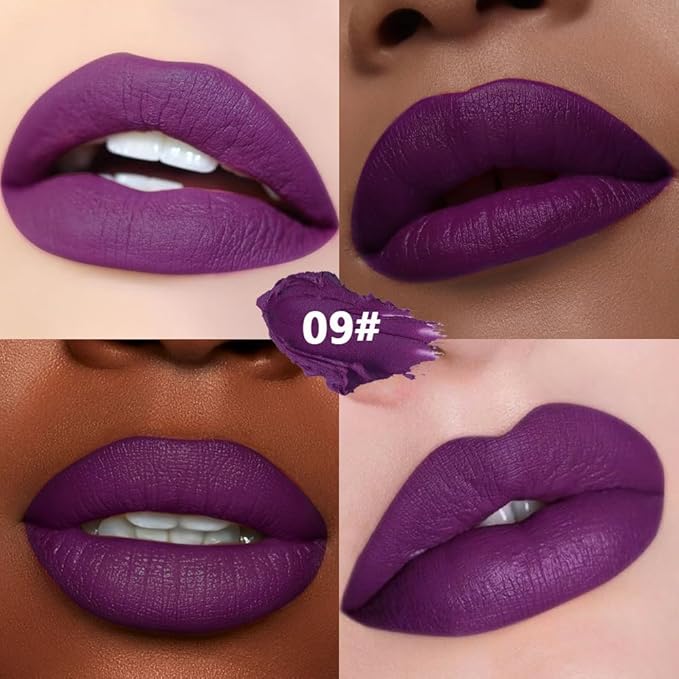 Dark Magenta Matte Creamy Lipstick for Women, Longwear Lip Gloss Face Paint Stick, Lip Stick Stain Long Lasting Waterproof Easy Application Full Coverage Velvet Gloss for Party Halloween Makeup 09