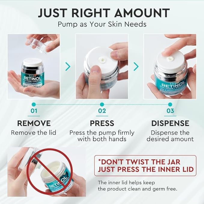 Elvira Retinol Anti Aging Face Moisturizer- Collagen Cream With Stem Cell & Hyaluronic Acid, Instant Face Lift Cream for Skin Tightening and Firming, Wrinkle Smoother for Women & Men, 1.85 Fl Oz