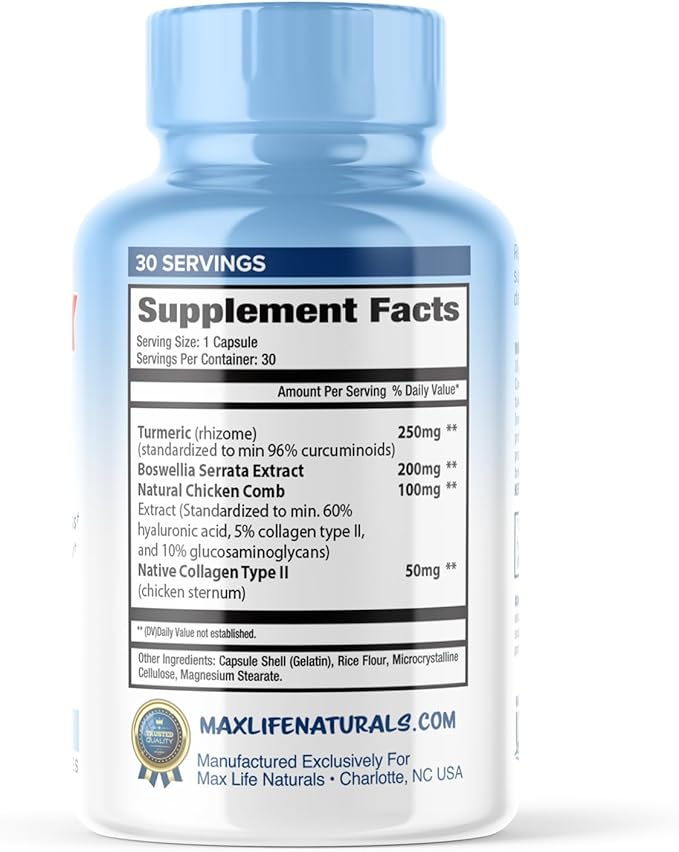 ArthroFlex Advanced Joint Health Supplement – 30 Capsules - Vital Joint Supplements for Women and Men, Type II Collagen Cartilage Supplement, Made in USA Health Care Supplements