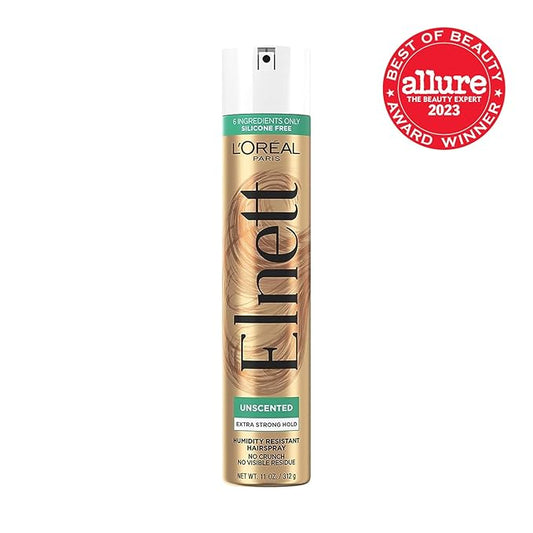 L'Oreal Paris Hair Care Elnett Satin Extra Strong Hold Hairspray, Unscented, 11 Ounce (Pack of 2)