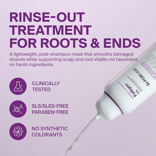 DR.FORHAIR Folligen Silk Treatment | Korean Hair Treatment For Dry Damaged Hair | Scalp Treatment & Hair Mask | For Hair Thickening & Fuller Looking, 10.14 fl oz