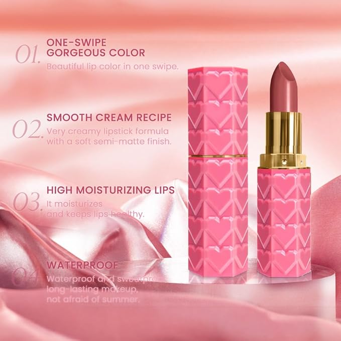 evpct 1Pcs Sweet Pink Lipstick, Silky Velvet Matte Lipstick Pack Sets for Women, Long Lasting Smudge Proof Lipstick Lip Stain Makeup Kit matte lipstick 24 hours original P02