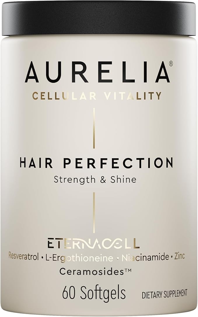 AURELIA Hair Perfection | Advanced Cellular Anti-Aging Supplement | Support Hair Growth | with Zinc, Resveratrol, Niacinamide, Ergothioneine & Ceramosides