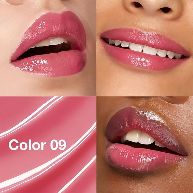 Bright Rose Pink Tinted Lip Balm, Hydrating Sheer Soft Matte Finish Lipstick for Women, Creamy Natural Color Lip Tint Balm Lightweight And Non-greasy Lip Glow Long Lasting Waterproof for Dry Lips 09#