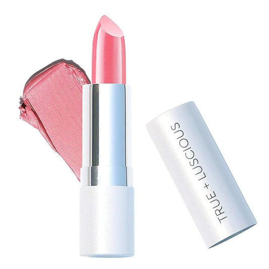 True + Luscious Super Moisture Lipstick | Sheer Cream Lip Color for Lasting Hydration | Hyaluronic Acid Konjac Root Powder | Vegan Cruelty-Free Gluten-Free Flatters All Skin Tones | Pink Sugar