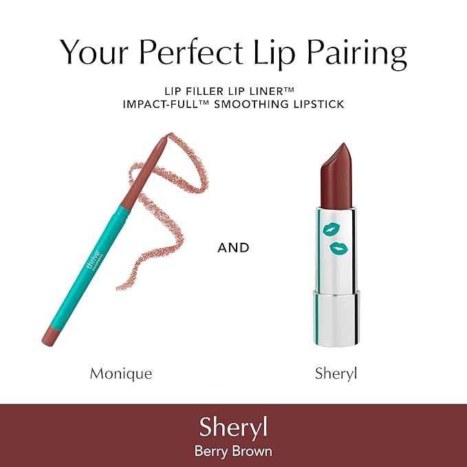 Thrive Causemetics Impact-FULL Smoothing Lipstick, Moisturizing Lip Makeup Essential with Vitamin E, Lightweight Creamy Lipstick for Women, Long Lasting, Vegan, Shade Sheryl (Berry Brown)