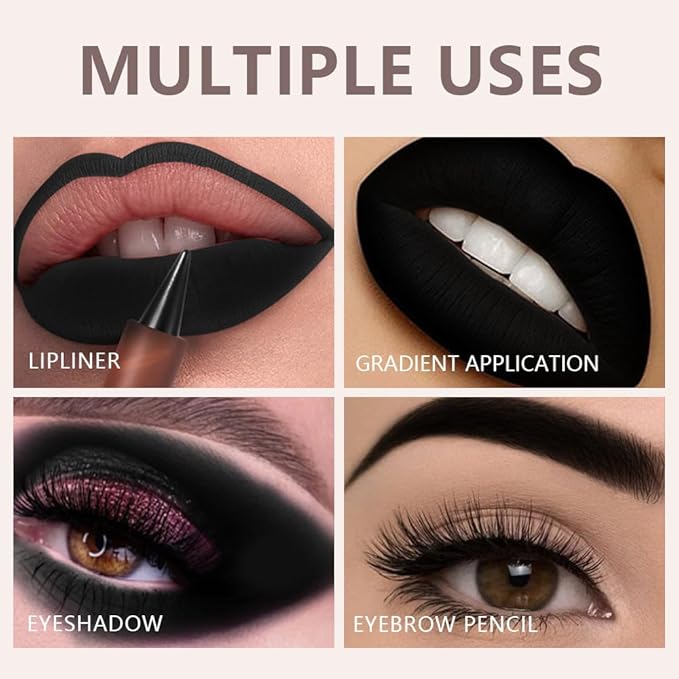 AMY'S DIARY Black Matte Crayon Lipstick Lip Makeup, Precision Tip Matte Lip Crayon, Longwear Up To 24Hrs, Lead The Way,Smudge Waterproof for Women Smudge Waterproof for Women (7# Black, 1 pc)