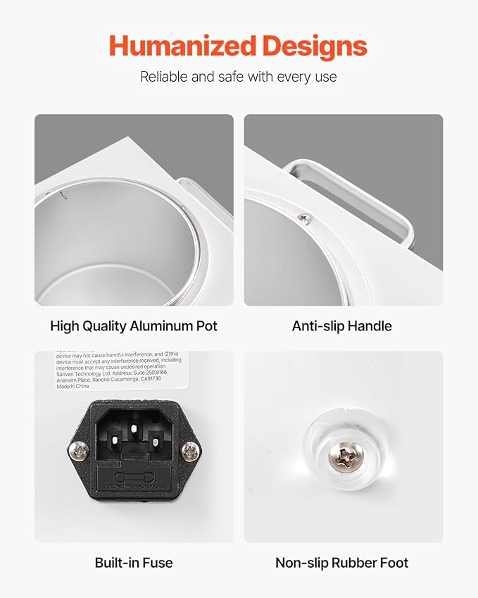 VEVOR Single Pot Wax Warmer, 3000ML 300W Professional Wax Warmer for Hair Removal, 32 ℉ - 212℉ Adjustable Electric Waxing Heater with 100PCS Waxing Sticks for Home Use, Beauty Salon, Spa