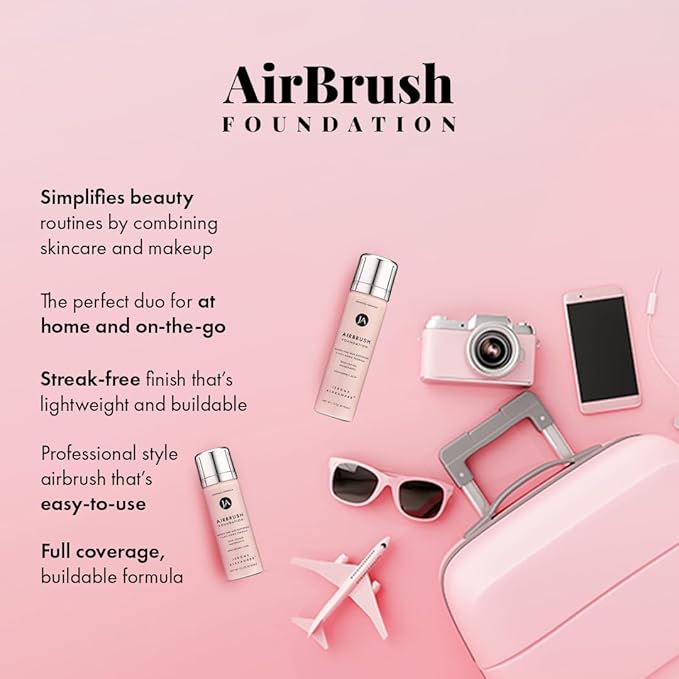 MagicMinerals AirBrush Foundation by Jerome Alexander, Mini Travel Size 1FL Oz, Easy Application Spray Makeup with Anti-aging Ingredients for Smooth Radiant Skin - Light Medium