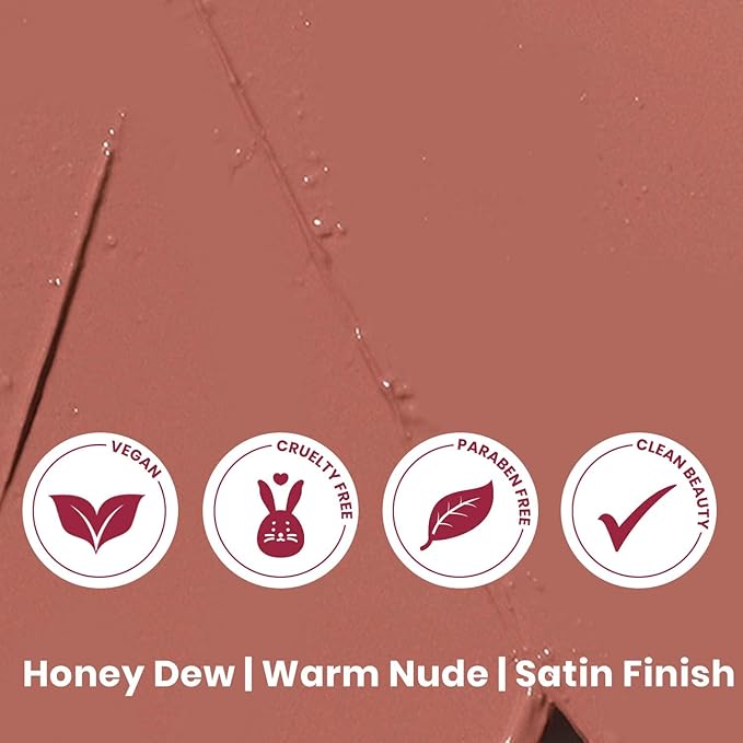 True + Luscious Super Moisture Lipstick | Satin Cream Lip Color Lasting Hydration | Hyaluronic Acid Konjac Root Powder | Vegan Cruelty-Free Gluten-Free Flatters All Skin Tones | Honey Dew Warm Nude