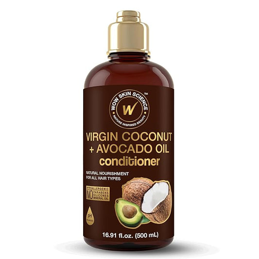 WOW Hair Conditioner - Coconut & Avocado Oil - Restore Dry, Damaged Hair - Increase Gloss - Reduce Split Ends, Frizz - Sulfate, Silicones, Paraben Free - All Hair Types, Adults & Children - 500 mL