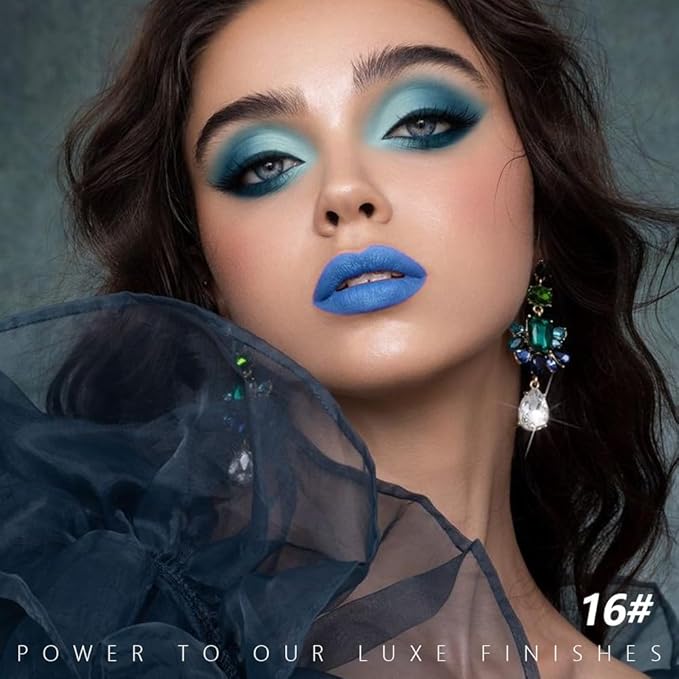 Light Blue Matte Creamy Lipstick for Women, Longwear Lip Gloss Face Paint Stick, Lip Stick Stain Long Lasting Waterproof Easy Application Full Coverage Velvet Gloss for Party Halloween Makeup 16