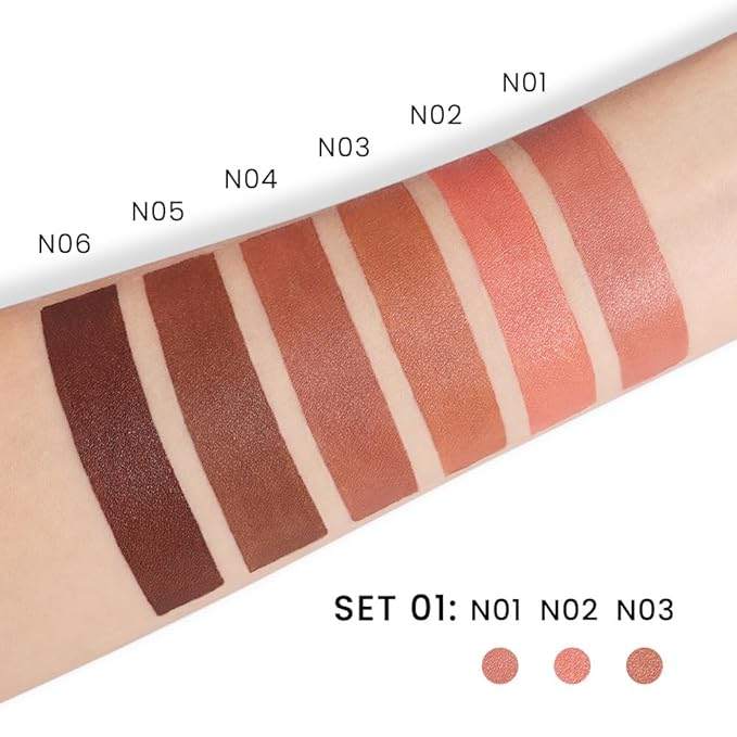 evpct 3Pcs Nude Beige Light Brown Orange Matte Lipstick Sets for Women 24 Hour Matt Matte Lipstick Long Lasting Waterproof and Smudge Proof Fall Color Lipstick Shades Dark Brown Lip Liner Set 01