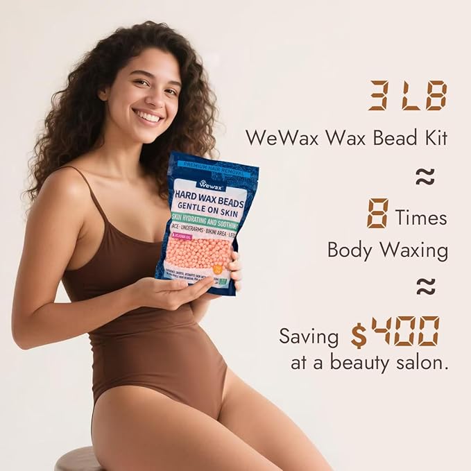 3lb Hard Wax Beads Kit for Hair Removal - WAX ON, HAIR GONE! Wax Beans for Women Men, At Home Brazillian Wax for Coarse Hair, Face, Legs, Arms, All Over Body