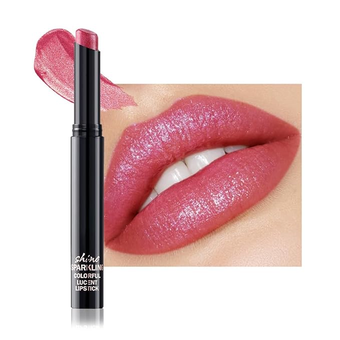 Mauve Rose Metallic Lipstick for Women,Lightweight Comfortable Non-Drying Shimmer Frosted Lipstick,Glitter Lip Gloss Stain Long Lasting Waterproof Smudge Proof 24 Hour Full Coverage Lip Makeup,Vegan