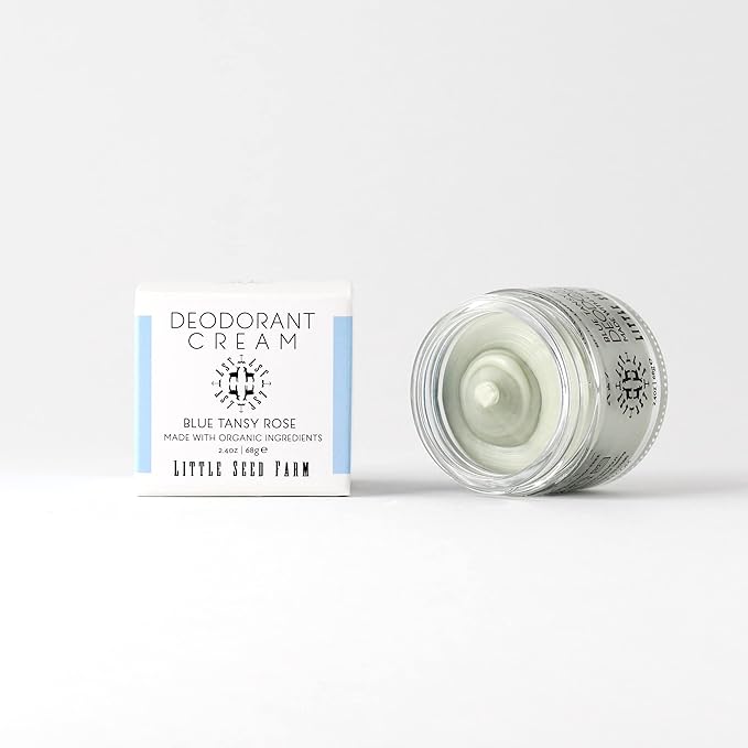 Little Seed Farm All Natural Deodorant Cream - Blue Tansy Rose - Aluminum Free Deodorant for Women or Men, Net Wt. 2.4oz | 68g